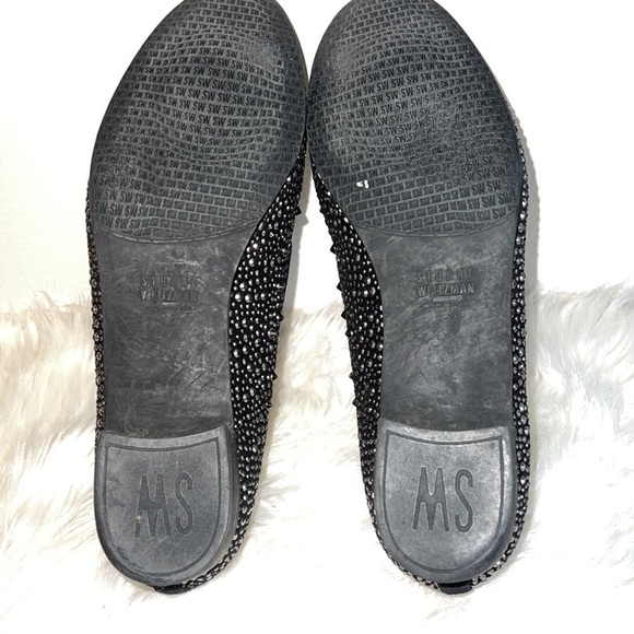 Stuart Weitzman Slipbead Studded Black Flats Sz-8 - Picture 7 of 9